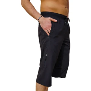 Miami Beach Siyah Su Itici Özellikli Dijital Desenli Düz Renk Erkek Kapri Mayo - 941-SIYAH