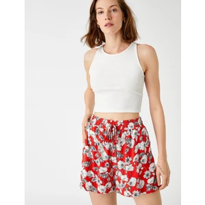 Çiçekli Şort Beli Bağlamalı