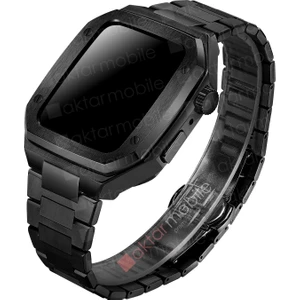 Apple Watch 4 44 mm Uyumlu Luxury Modifikasyon Kiti Hublot Tasarım Paslanmaz Çelik Kasa & Kordon
