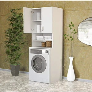 Papatya Çamaşır Makinesi Dolabı, Banyo Dolabı, 4 Raflı, Kapaklı,