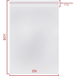 11X20+5 Cm. (11*25) 25 Adet Şeffaf Bantlı Yapışkanlı Jelatin Poşet