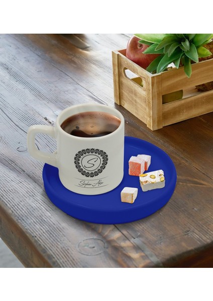Kişiye Özel Mavi Sunum Tabaklı Isimli Türk Kahvesi Fincanı Model 2 fırsatları