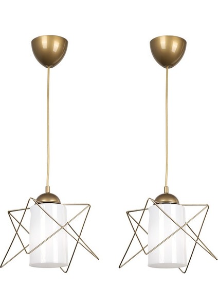 2 Adet Modes Tekli Eskitme- Beyaz Akrilik Avize