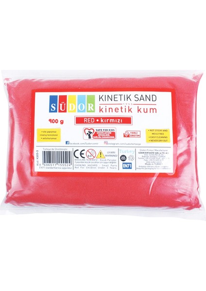 +3 Yaş Kinetik Kum Kırmızı 900 gr (Südor)