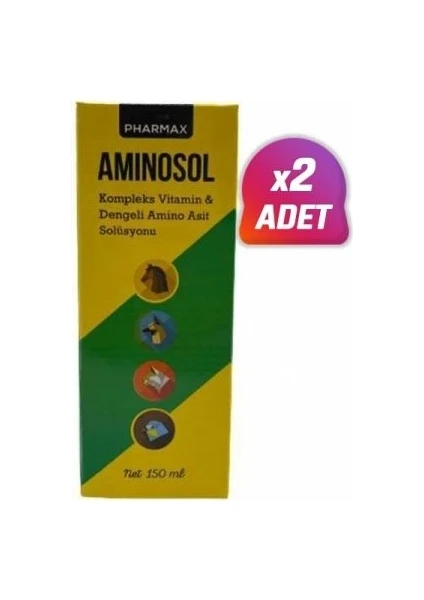 2 Adet - Pharmax Aminosol Köpek Kedi ve Kuş Kemirgen Vitamini 150 ml