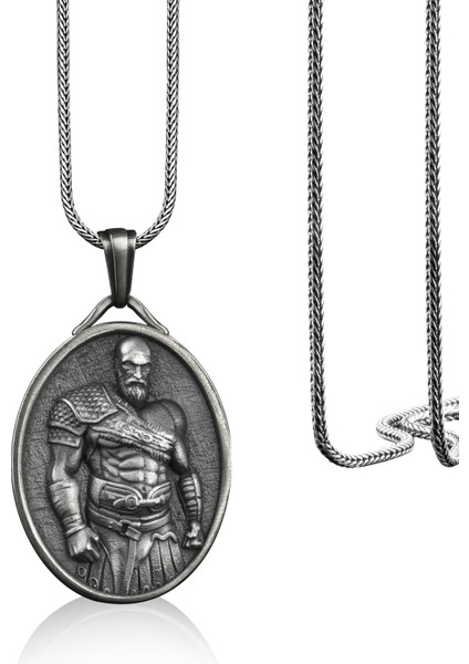 God Of War Kratos Madalyon Gümüş Kolye