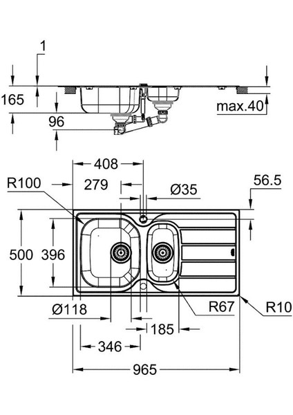 K200 Süzgeçli Paslanmak Çelik Eviye - 31564SD1