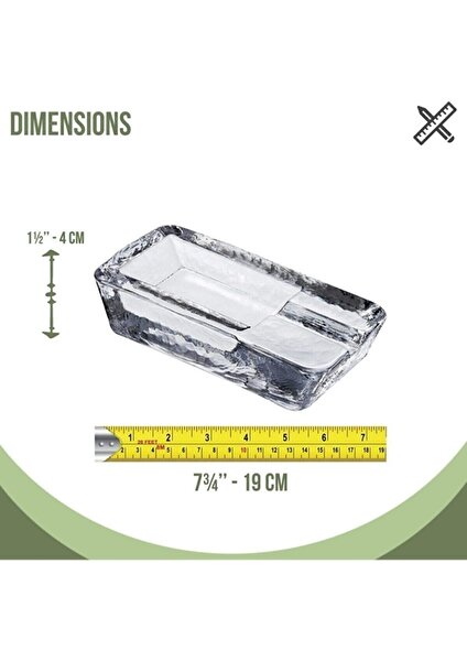 Şeffaf Cam Dikdörtgen Puro Küllüğü 19X9CM