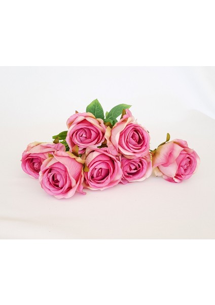 Yapay Çiçek Lüx Premium 7 Li Gül Demeti Pembe