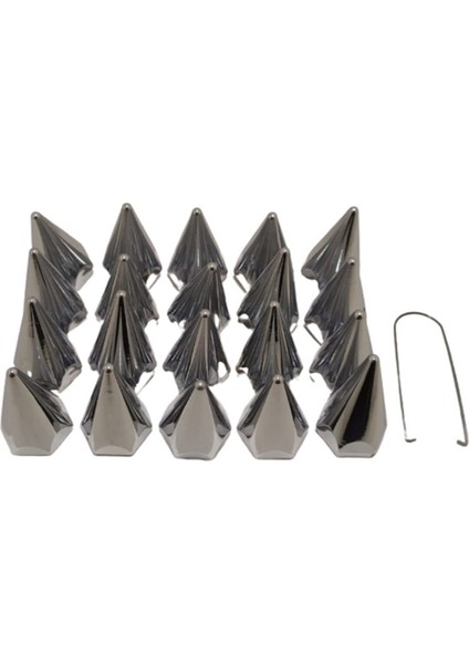 17 mm Bijon Kapak Sivri Krom Plastik