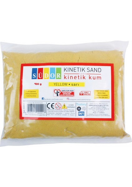 +3 Yaş Kinetik Kum Sarı 900 gr (Südor)