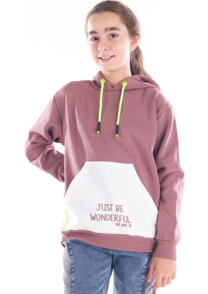 Kız Çocuk Made Yazı Baskılı Kapşonlu Sweatshirt 14164 fiyatları