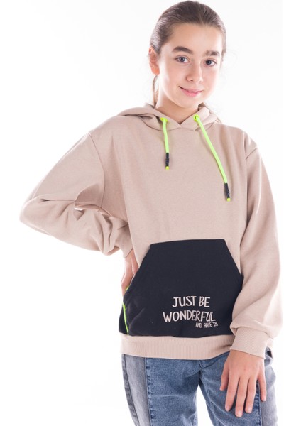 Kız Çocuk Made Yazı Baskılı Kapşonlu Sweatshirt 14164 fırsatları