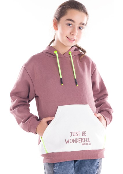 Kız Çocuk Made Yazı Baskılı Kapşonlu Sweatshirt 14164 indirimleri