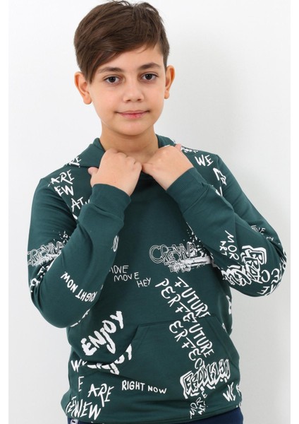 Erkek Çocuk Kapşonlu Pano Baskılı Sweatshirt 4-14YAŞ 14011