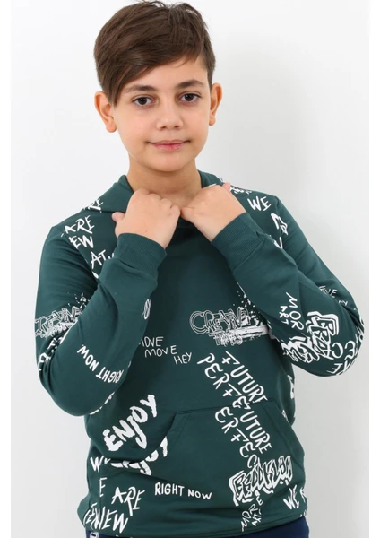 Cansın Mini Erkek Çocuk Kapşonlu Pano Baskılı Sweatshirt 4-14YAŞ 14011