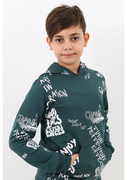 Erkek Çocuk Kapşonlu Pano Baskılı Sweatshirt 4-14YAŞ 14011