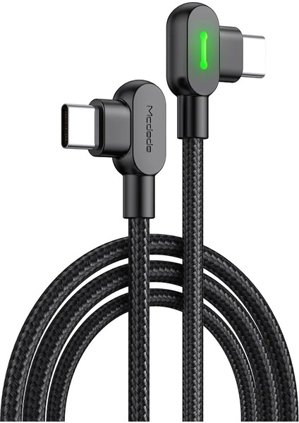 CA-8080 Type-C Type-C Pd Ledli Data Şarj Kablosu 1.5m Siyah