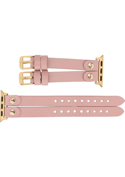 Apple Watch Uyumlu Deri Kordon Ely Double Tour Gold Trk Nu2 Pembe fırsatları