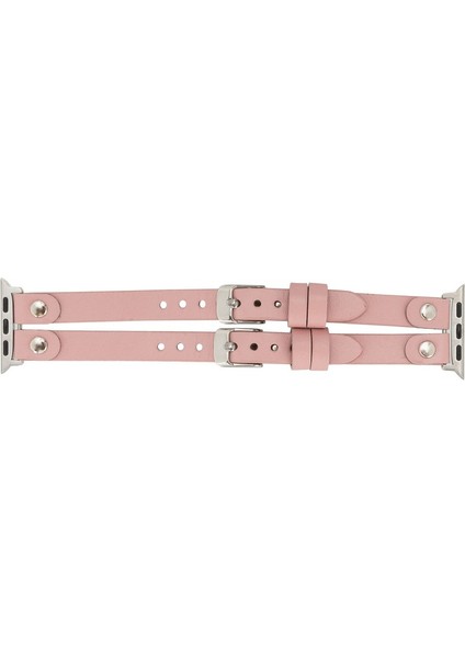 Apple Watch Uyumlu Deri Kordon Ely Double Tour Silver Trk Nu2 Pembe fırsatları