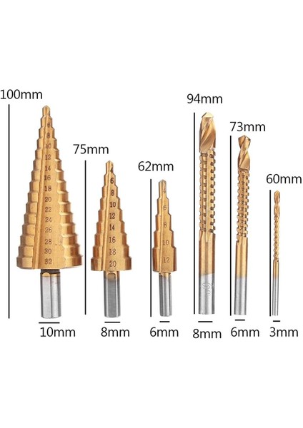 Delik Delme Pah Açma Titanium 6 Parça Kutulu Freze Uç Seti