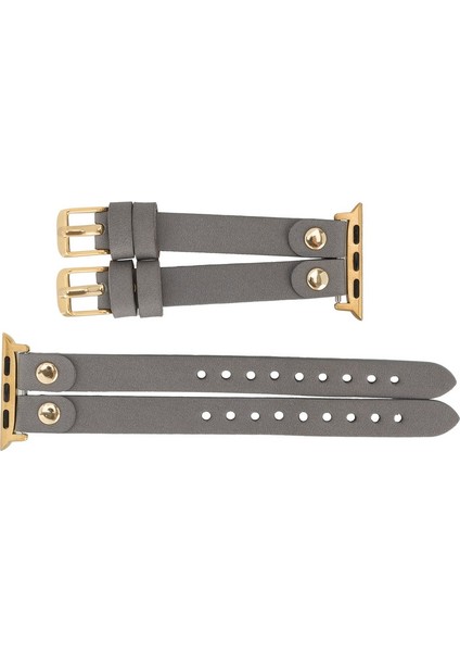Apple Watch Uyumlu Deri Kordon Ely Double Tour Gold Trk Rst9 Gri fırsatları