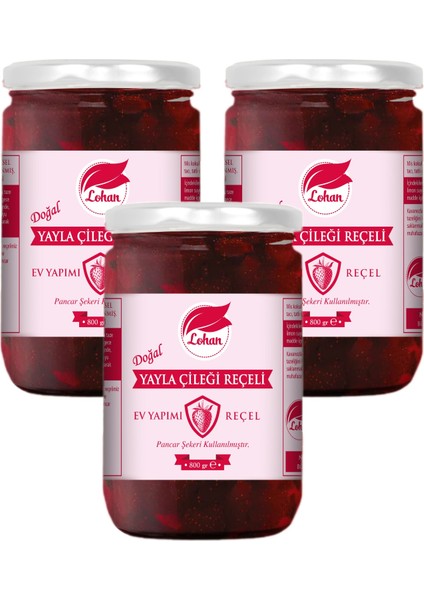 Geleneksel Yayla Çilek Reçeli 3 x 800 gr
