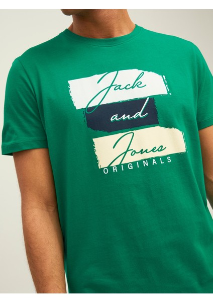 Jack & Jones Erkek Bisiklet Yaka Baskılı Tişört 12210140