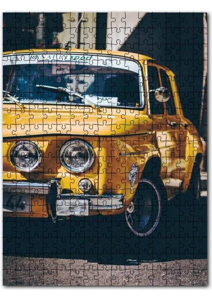 Antika Sarı Otomobil Yarım Plan 500 Parça Puzzle Yapboz Mdf (Ahşap)