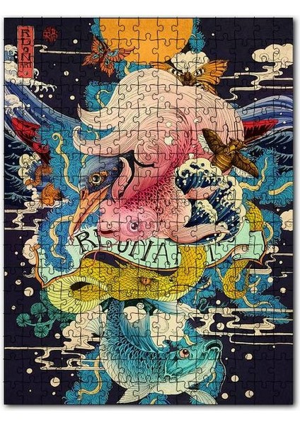 Deniz Canlıları Kompozisyon 120 Parça Puzzle Yapboz Mdf (Ahşap)