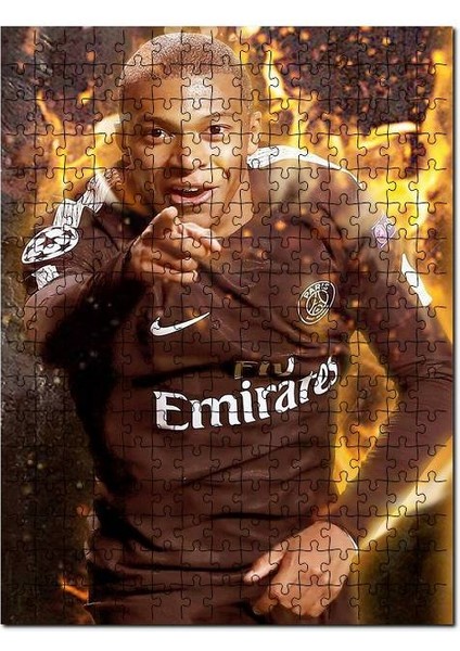 Paris Saint Germain Forma Mbappe ve Alevler 120 Parça Puzzle Yapboz Mdf (Ahşap)