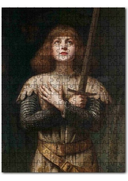 Joan Of Arc ve Kılıcı Yukarı Bakan Portre 120 Parça Puzzle Yapboz Mdf (Ahşap)