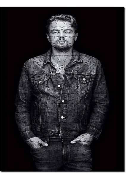 Leonardo Di Caprio Kot Ceket Top Sakallı 255 Parça Puzzle Yapboz Mdf (Ahşap)