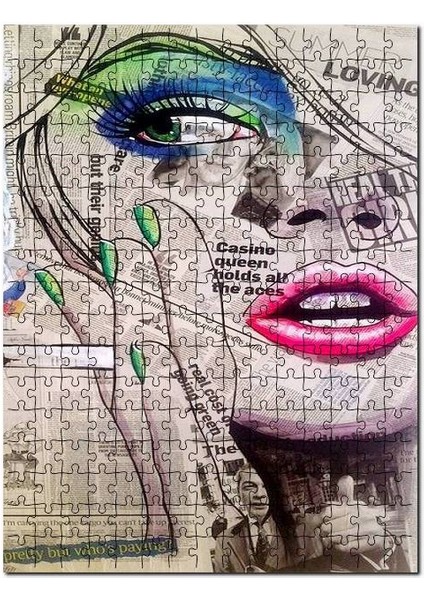 Gazetede Kadın Figürü Görseli 120 Parça Puzzle Yapboz Mdf (Ahşap)