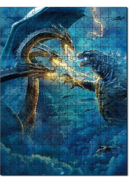 Godzilla Canavarların Kralı Film Görseli, 255 Parça Puzzle Yapboz Mdf (Ahşap)