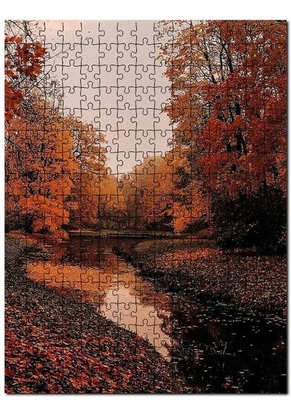Ormanda Sonbahar Renkleri ve Küçük Nehir 120 Parça Puzzle Yapboz Mdf (Ahşap)