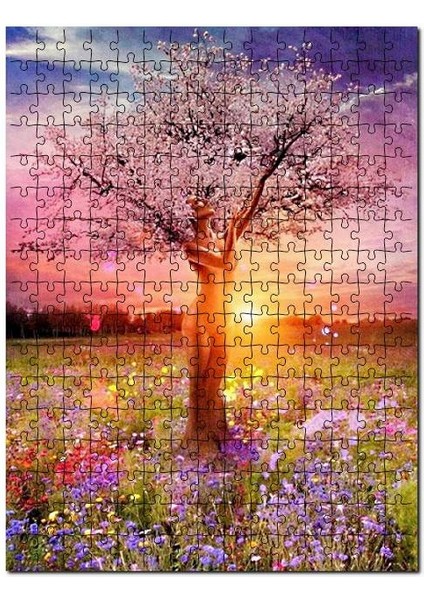 Ağaç Kadın Bahar Çiçekleri 120 Parça Puzzle Yapboz Mdf (Ahşap)