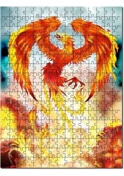 Anka Kuşu Fantezi Sanatı Afişi 120 Parça Puzzle Yapboz Mdf (Ahşap)