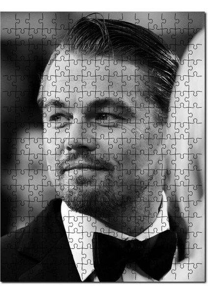 Leonardo Di Caprio Top Sakallı Siyah Beyaz 500 Parça Puzzle Yapboz Mdf (Ahşap)