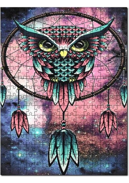 Baykuş Dirim Keçir Rüya Yakalayıcı 255 Parça Puzzle Yapboz Mdf (Ahşap)