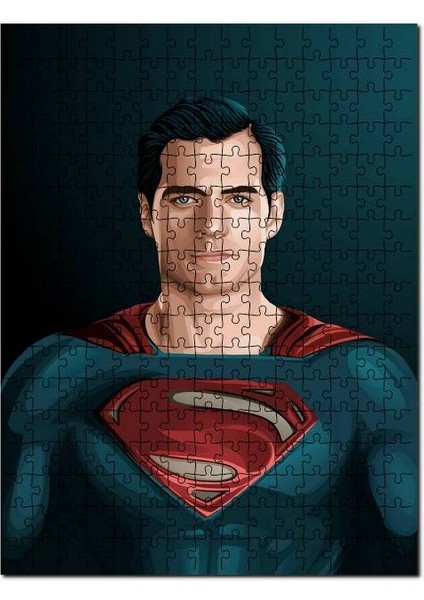 Superman Çizim Portre 120 Parça Puzzle Yapboz Mdf (Ahşap)