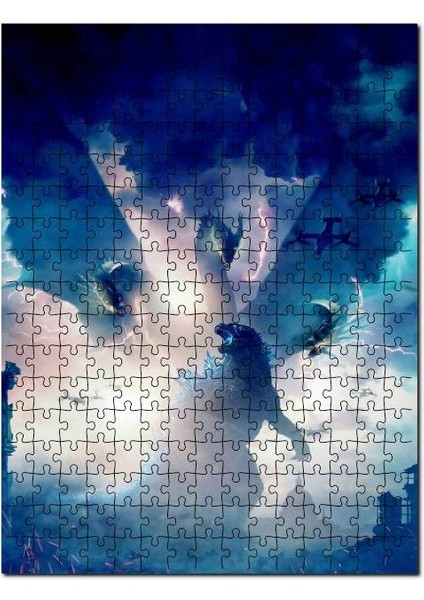 Godzilla Canavarlar Kralı Film 2019 Görsel 1000 Parça Puzzle Yapboz Mdf (Ahşap)