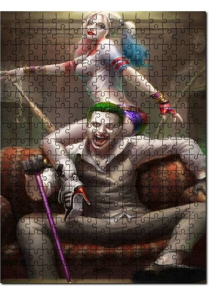 Harley Quinn ve Joker Neşesi Görseli 120 Parça Puzzle Yapboz Mdf (Ahşap)