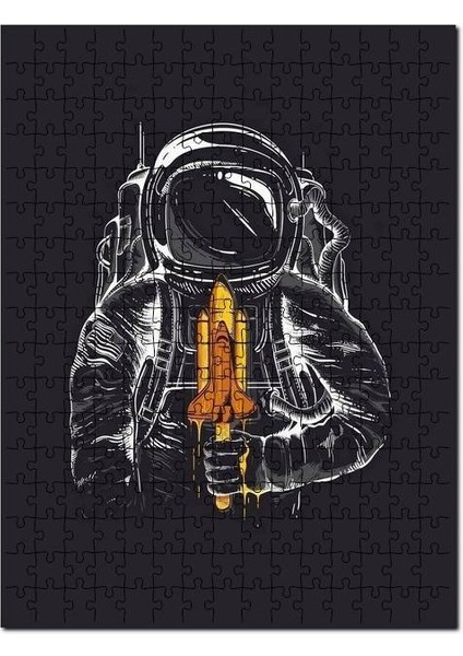 Fantastik Uzay Mekiği Dondurma Astronot 120 Parça Puzzle Yapboz Mdf (Ahşap)