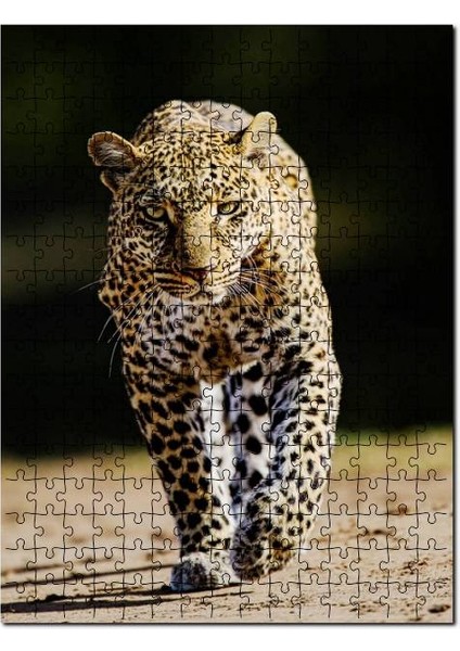 Sinirli Bakışlı Leopar Flu Arkaplan 1000 Parça Puzzle Yapboz Mdf (Ahşap)