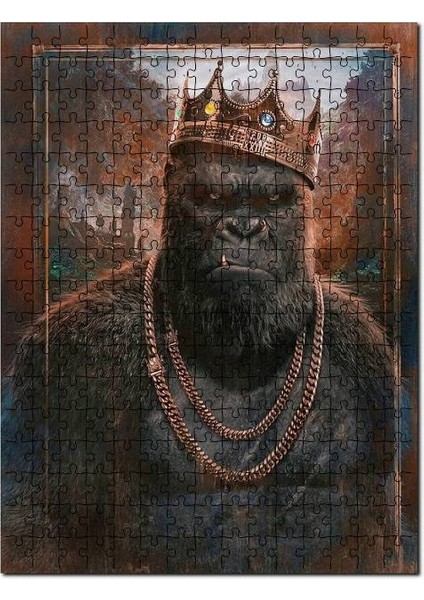Kral Kong Portre Görseli 120 Parça Puzzle Yapboz Mdf (Ahşap)
