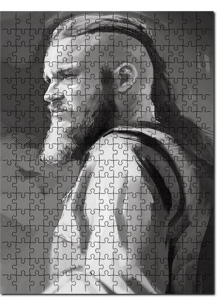 Ragnar Lothbrok Siyah Beyaz Görsel 120 Parça Puzzle Yapboz Mdf (Ahşap)