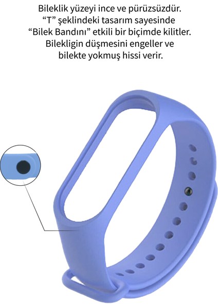 Deilmi Xiaomi Mi Band 3 4 Uyumlu Çelik Tokalı Spor Delikli Silikon Loop Kordon Kayış