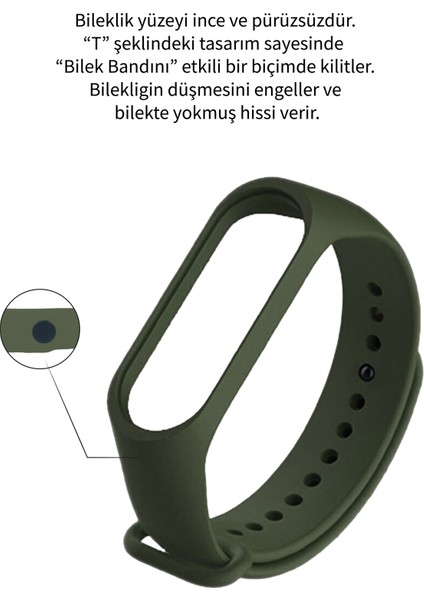 Deilmi Xiaomi Mi Band 5 6 Uyumlu Çelik Tokalı Spor Delikli Silikon Loop Kordon Kayış