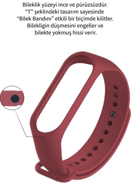 Deilmi Xiaomi Mi Band 5 6 Uyumlu Çelik Tokalı Spor Delikli Silikon Loop Kordon Kayış